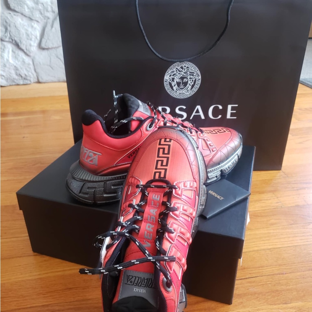 Versace Red and Black Chunky Sneakers